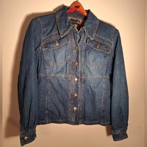 Black Diamond Quilted Lined Denim Jean Jacket Large WESTERN Chore FARM vintage